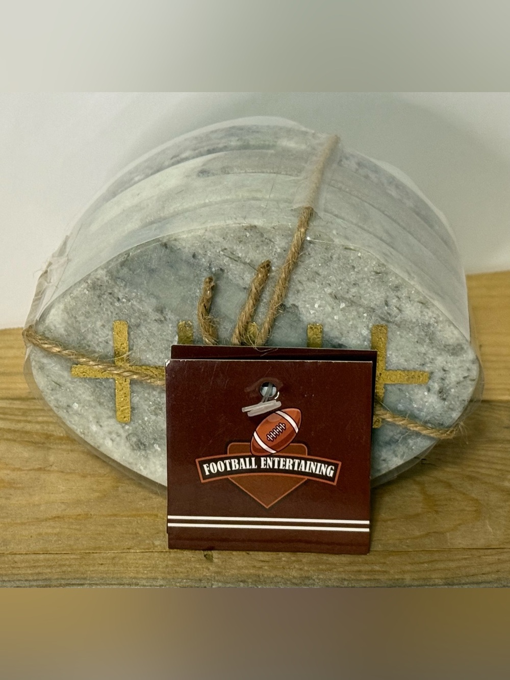 Football Entertaining Football Shaped Marble Coaster Set Of 4 - NWT